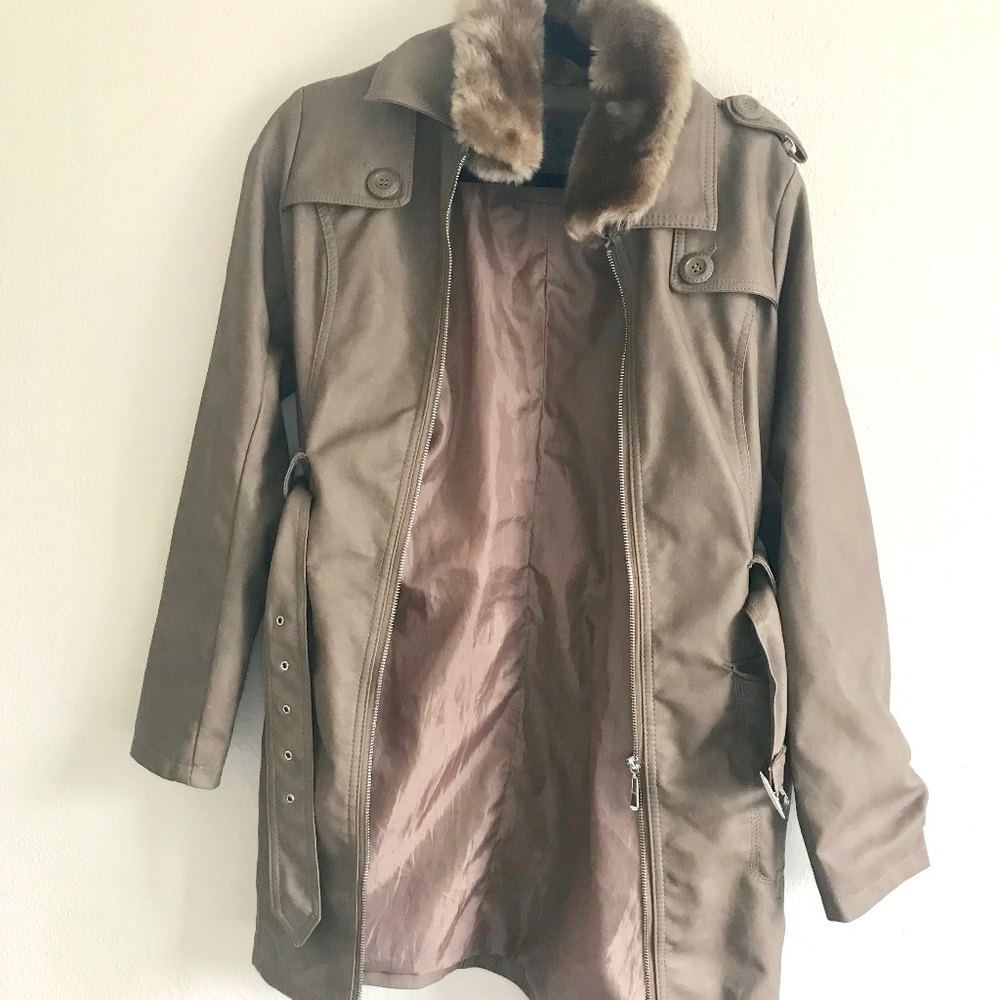 Ci Sono (M) Faux Leather Tan Trench